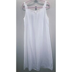 Eileen Fisher White Linen Sleeveless Shift Dress Minimalist Midi Size M